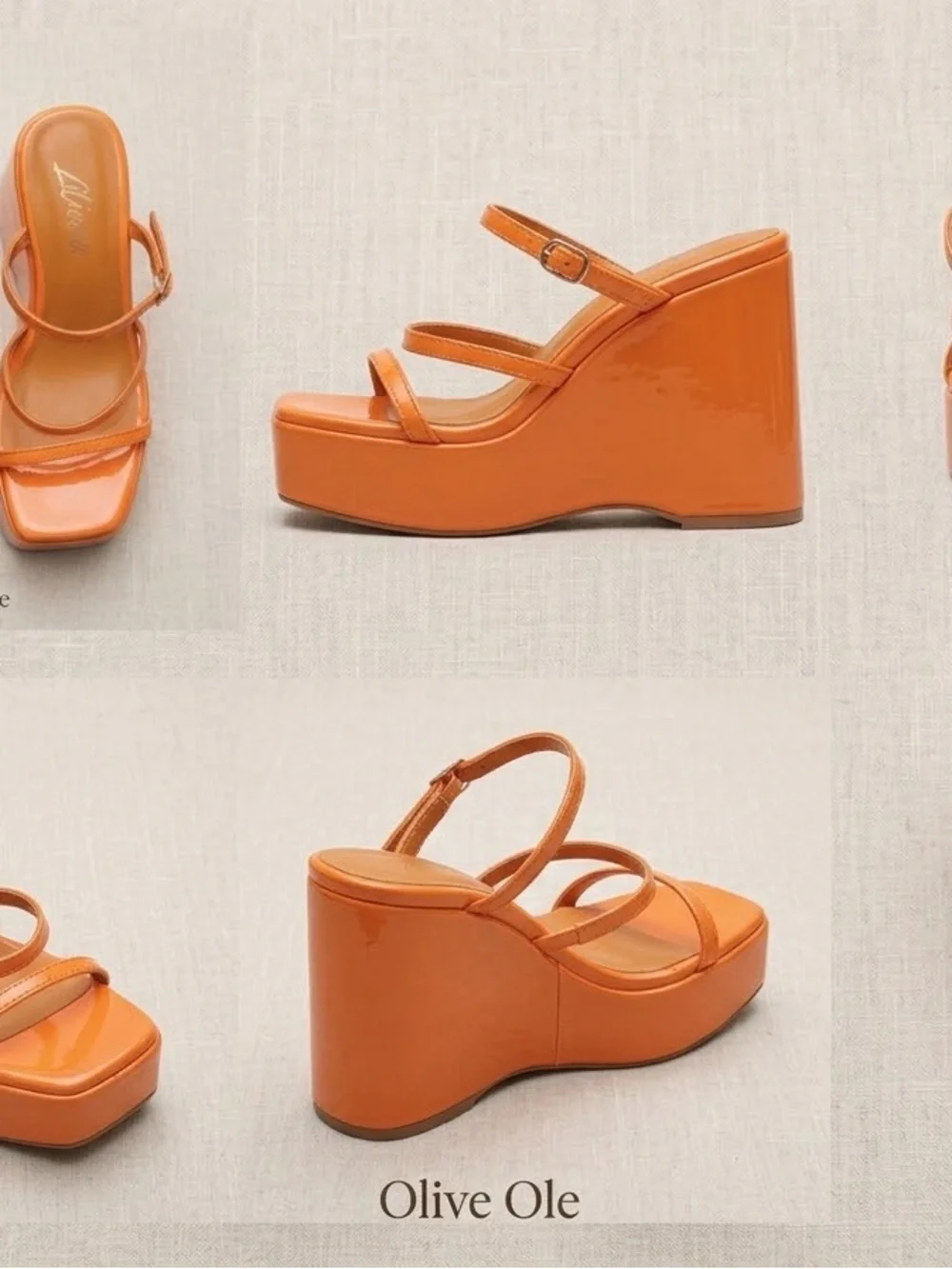 Orange Patent Platform Wedge Sandal